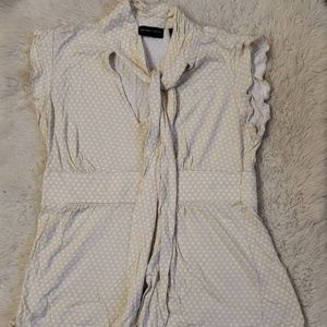 Tan polka dot ruffle shirt